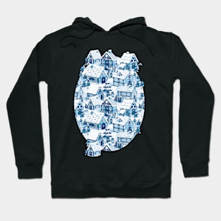 Santa's Village on Christmas Eve (blue) Hoodie